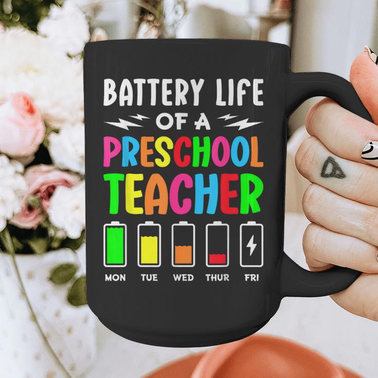 Battery Life Of a Preschool School Teacher School Week Graphic Print Coffee Mug, funny design