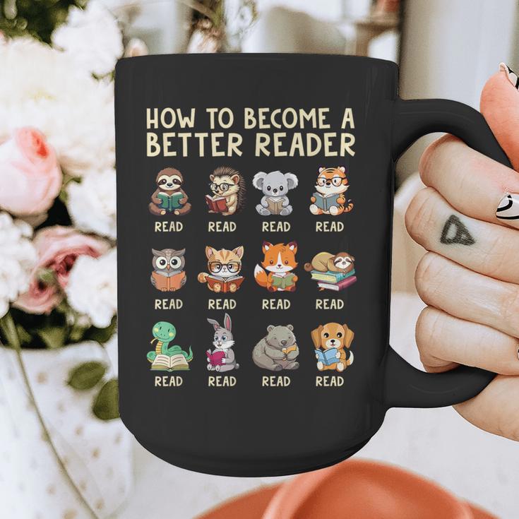 How To Become A Better Reader Animals Reading Teacher Graphic Print Coffee Mug, funny design How To Become A Better Reader Animals Reading Teacher Graphic Print Coffee Mug, funny design