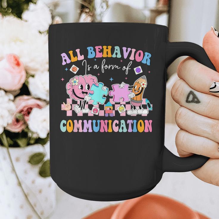 All Behavior Is A Form Of Communication SPED Teacher Autism Graphic Print Coffee Mug, funny design