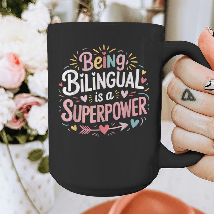Being Bilingual Is A Superpower ESL Teacher School Graphic Print Coffee Mug, Esl Teacher Gifts, funny design