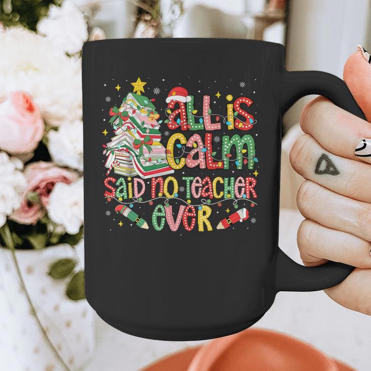 Book Tree All Is Calm Said No Teacher Ever Christmas Graphic Print Coffee Mug, funny design
