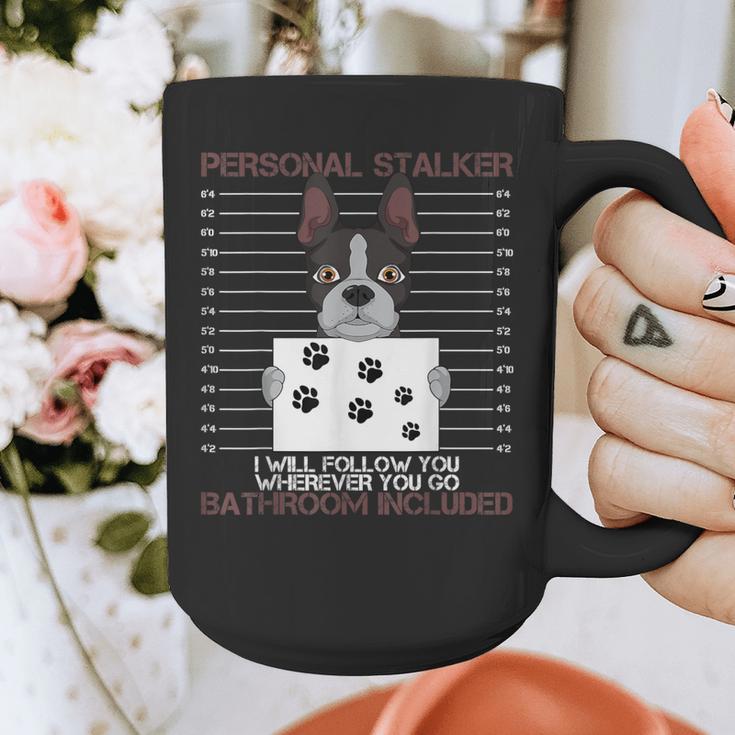 Boston Terrier American Gentleman Personal Stalker Dog Lover Graphic Print Coffee Mug, American Boston Terrier Gifts, funny design