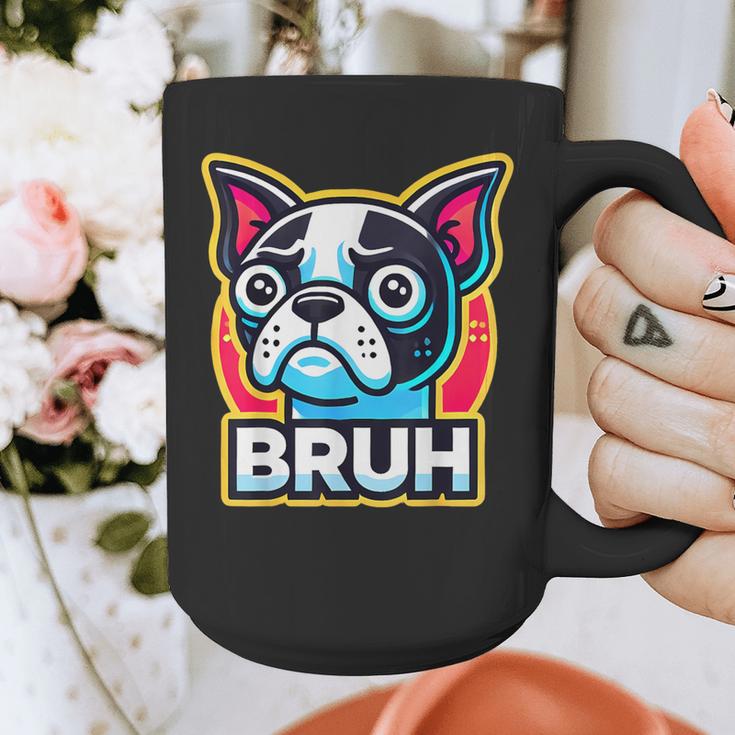Boston Terrier Bruh Dog Lover Graphic Print Coffee Mug, funny design