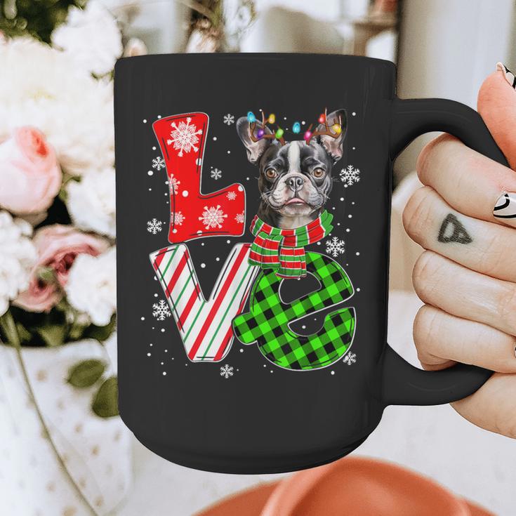 Boston Terrier Christmas Tree Lights Santa Dog Xmas For Men Women Kids Graphic Print Coffee Mug, Boston Terrier Christmas Gifts, funny design
