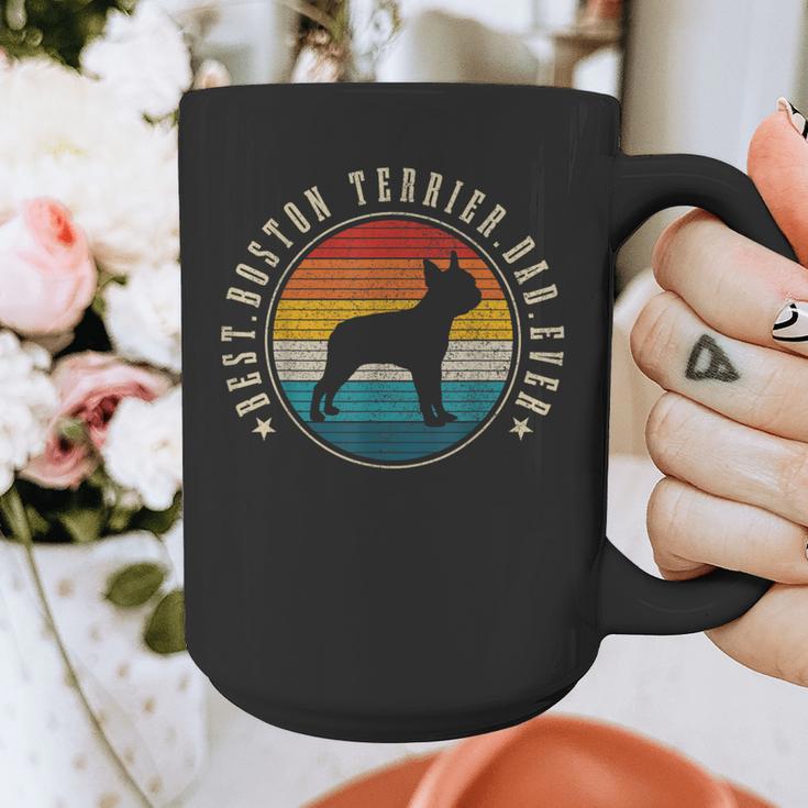Boston Terrier Dad Retro Vintage Dog Bostie Dad Men Graphic Print Coffee Mug, Couple Gifts, Boston Terrier Dad Gifts, funny design