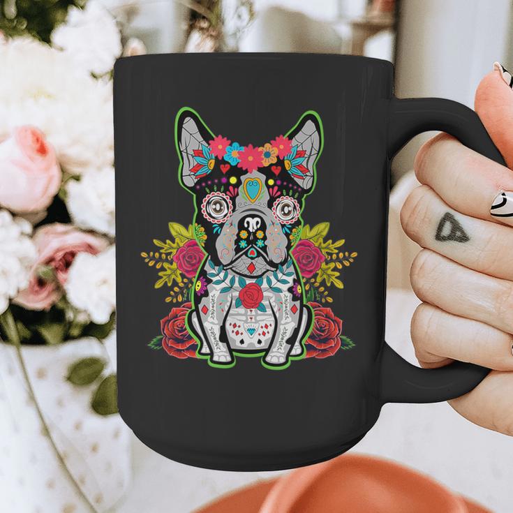 Boston Terrier Dia De Los Muertos Day Of The Dead Dog Skull For Men Women Kids Graphic Print Coffee Mug, funny design