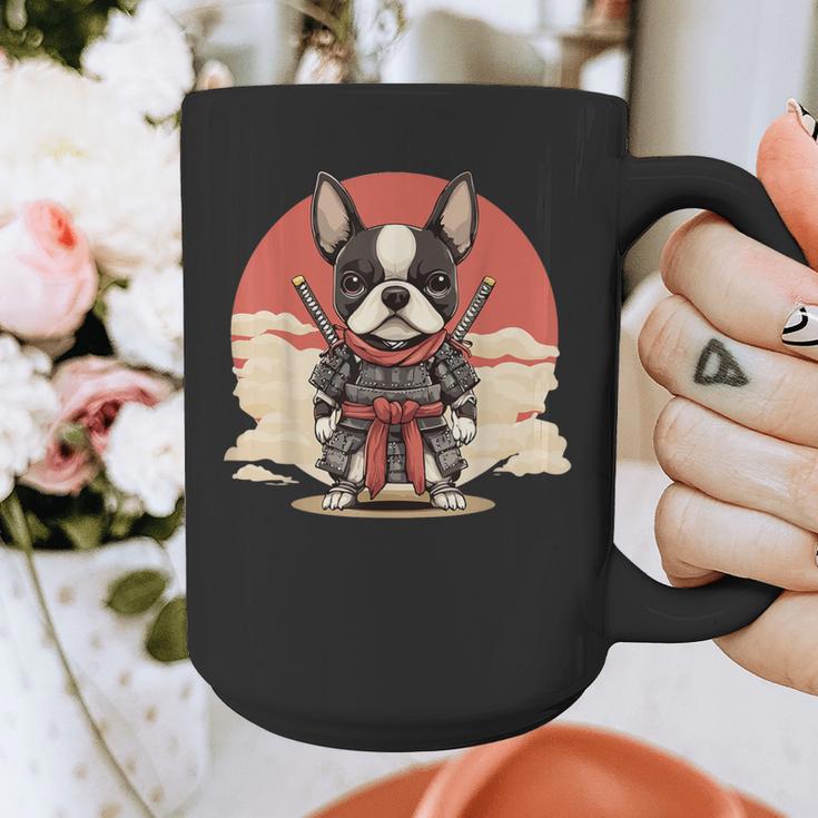 Boston Terrier Dog Japanese Style Samurai Dogs Graphic Print Coffee Mug, funny design