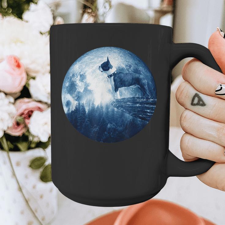 Boston Terrier Dog Moon Dog Mom Dad Women Men Dog Lovers Graphic Print Coffee Mug, Couple Gifts, Mom Gifts, Boston Terrier Dad Gifts, Boston Terrier Mom Gifts, funny design