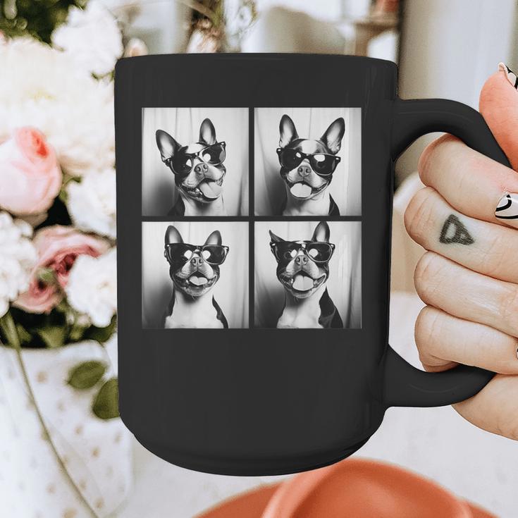 Boston Terrier Dogs With Sunglasses Photo Pets Meme Graphic Print Coffee Mug, funny design