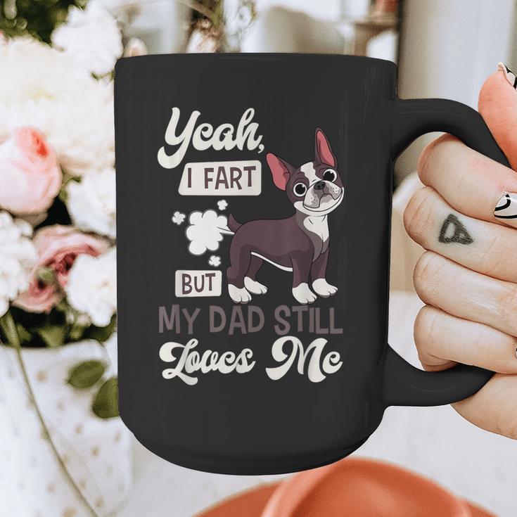 Boston Terrier Fart American Gentleman Non-Sporting Dog Graphic Print Coffee Mug, American Boston Terrier Gifts, funny design