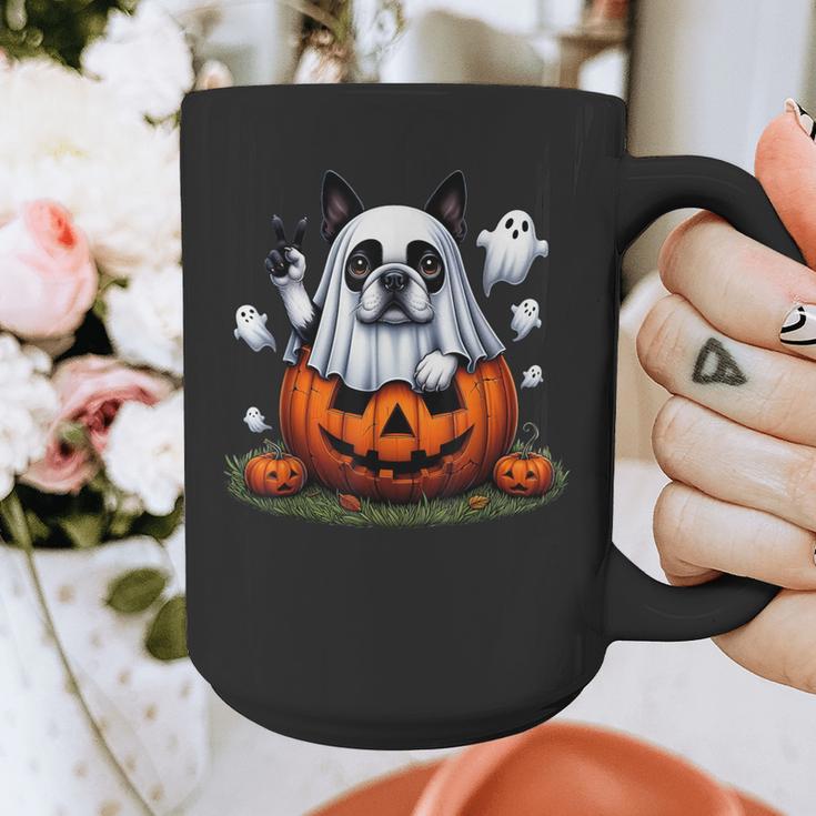 Boston Terrier Ghost Boo Halloween Kids Graphic Print Coffee Mug, Boston Terrier Ghost Gifts, Boston Terrier Halloween Gifts, funny design