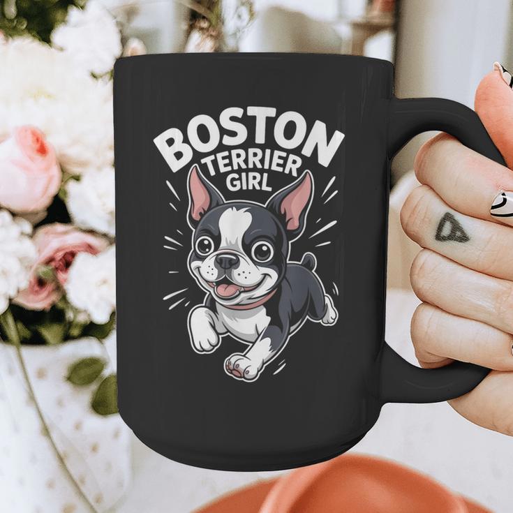 Boston Terrier Girl Cute Cartoon For Dog Owners Pet Terrier Graphic Print Coffee Mug, funny design