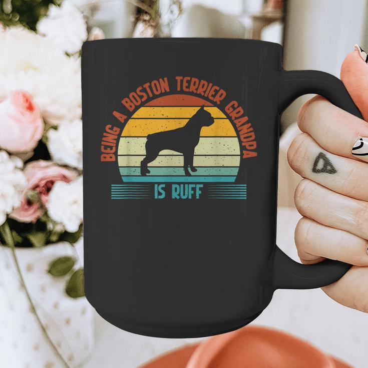 Being a Boston Terrier Grandpa Is Ruff Boston Terrier Graphic Print Coffee Mug, funny design