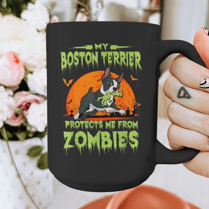 Boston Terrier Halloween Zombie American Gentleman Dog Lover Graphic Print Coffee Mug, Boston Terrier Halloween Gifts, American Boston Terrier Gifts, funny design