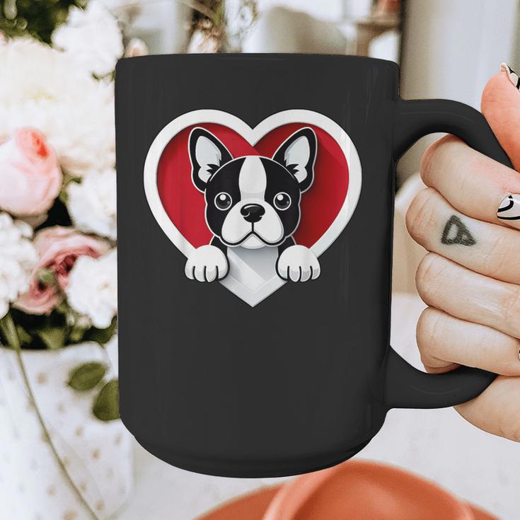 Boston Terrier Heart Cute Puppy Lover Or Dog Owner Graphic Print Coffee Mug, funny design