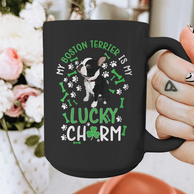 My Boston Terrier Is My Lucky Charm Paw Dog St Patrick's Day Graphic Print Coffee Mug, funny design