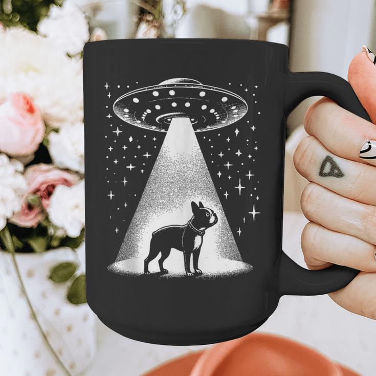Boston Terrier Mom Dad Dog Alien UFO Graphic Print Coffee Mug, Couple Gifts, Mom Gifts, Boston Terrier Dad Gifts, Boston Terrier Mom Gifts, funny design