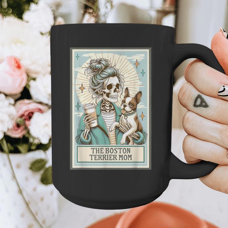 Boston Terrier Mom Skeleton Tarot Card Witch Vibes Dog Mom Graphic Print Coffee Mug, Couple Gifts, Mom Gifts, Boston Terrier Tarot Gifts, Boston Terrier Mom Gifts, funny design