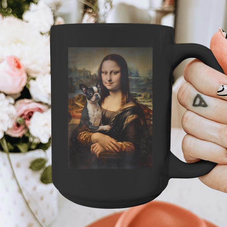 Boston Terrier Mona Lisa Painting Art Dog Mom Dad For Men Women Kids Graphic Print Coffee Mug, Couple Gifts, Mom Gifts, Boston Terrier Dad Gifts, Boston Terrier Mom Gifts, funny design