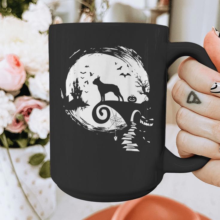 Boston Terrier And Moon Halloween Costume Dog Lover Graphic Print Coffee Mug, Boston Terrier Halloween Gifts, funny design