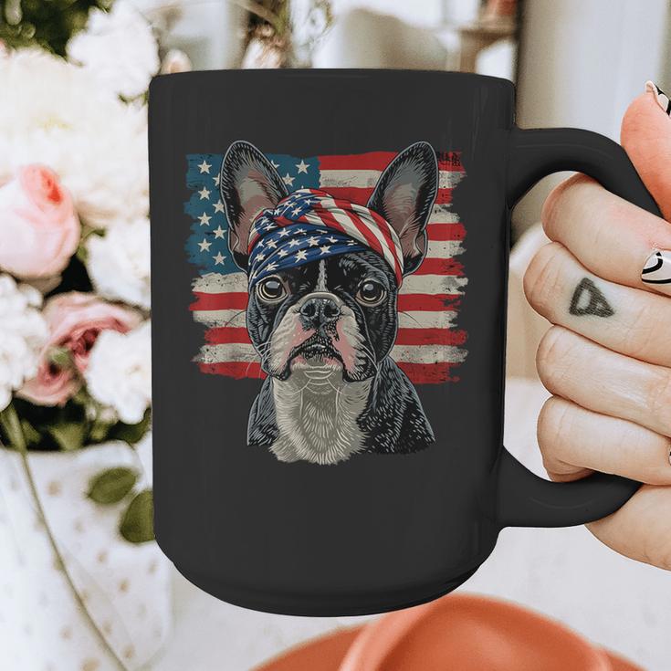 Boston Terrier Patriotic 4th Of July USA American Flag Graphic Print Coffee Mug, Patriotic Boston Terrier Gifts, American Boston Terrier Gifts, Boston Terrier 4th Of July Gifts, funny design
