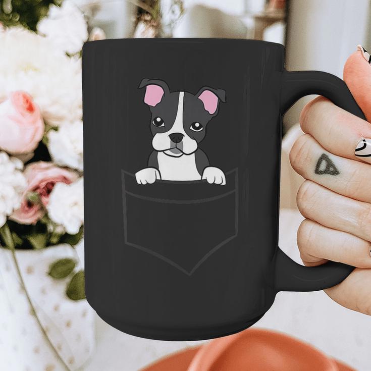 Boston Terrier In The Pocket Cute Pocket Boston Terrier Graphic Print Coffee Mug, funny design