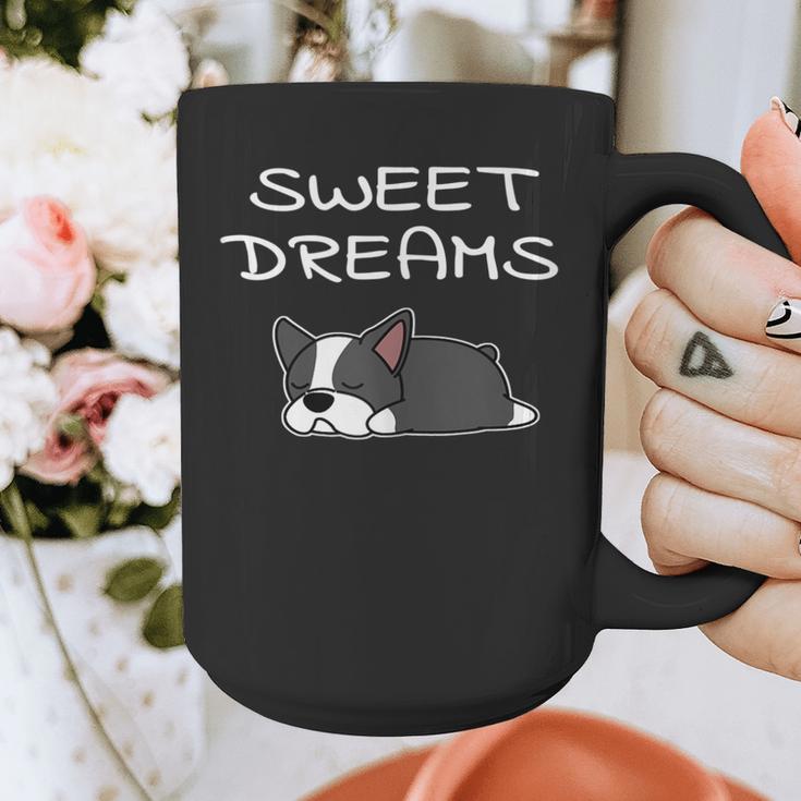 Boston Terrier Puppy Sweet Dreams Pajama For Bedtime Graphic Print Coffee Mug, funny design