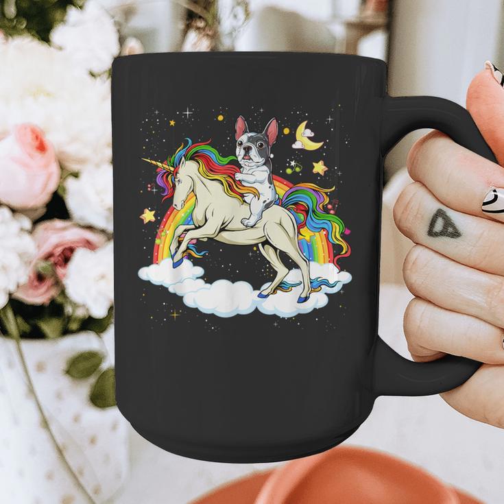 Boston Terrier Riding Unicorn Boys Girls Kids Rainbow Graphic Print Coffee Mug, Boston Terrier Riding Gifts, funny design