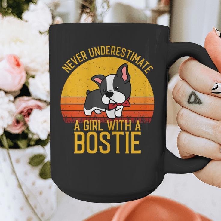 Boston Terrier Never Underestimate a Girl With a Bostie Graphic Print Coffee Mug, funny design