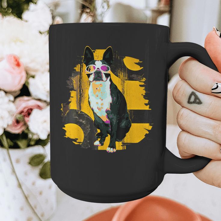 Boston Terrier s Mid-Century Modern Art s Street Grunge Graphic Print Coffee Mug, funny design