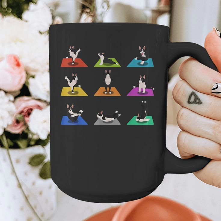 Boston Terriers Yoga Asana Pose And Meditation Graphic Print Coffee Mug, funny design