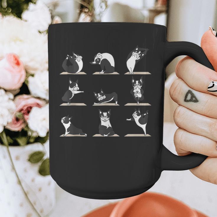 Boston Terriers Yoga Graphic Print Coffee Mug, funny design