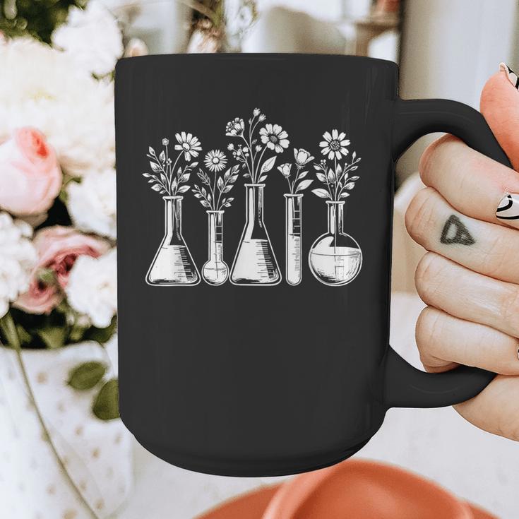 Botanical Beaker Science Teacher Floral Chemistry Lab Week Graphic Print Coffee Mug, Science Teacher Gifts, funny design