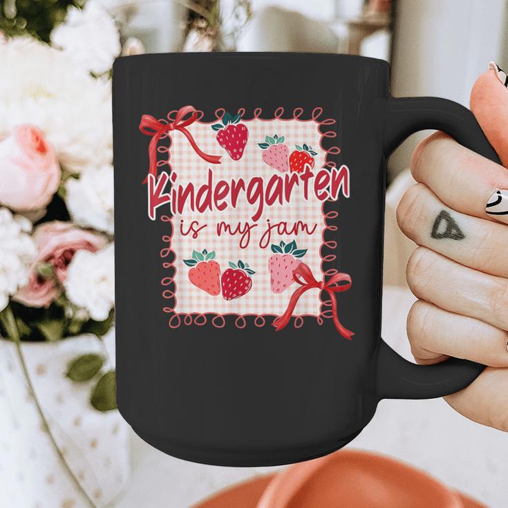 Bow Strawberry Kindergarten Is My Jam Teacher Kinder Team Graphic Print Coffee Mug, funny design Bow Strawberry Kindergarten Is My Jam Teacher Kinder Team Graphic Print Coffee Mug, funny design