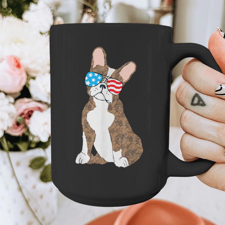 Brindle Boston Terrier Dog Patriotic Shirt USA Flag Graphic Print Coffee Mug, Patriotic Boston Terrier Gifts, funny design
