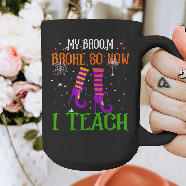 My Broom Broke So Now I Teach Teacher Witch Halloween Graphic Print Coffee Mug, funny design