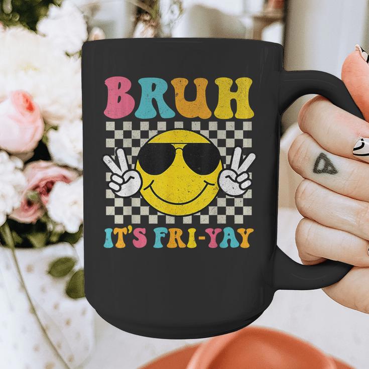 Bruh It's Fri-Yay Friday Weekend Smile Face Teacher Student Graphic Print Coffee Mug, funny design