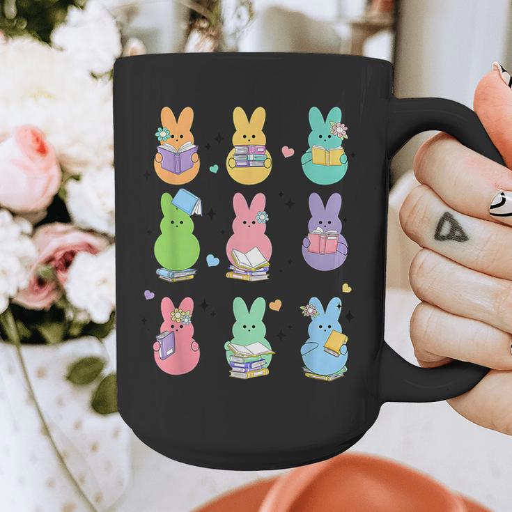 Bunny Reading Books Easter Day Librarian Teacher Book Graphic Print Coffee Mug, Easter Teacher Gifts, funny design