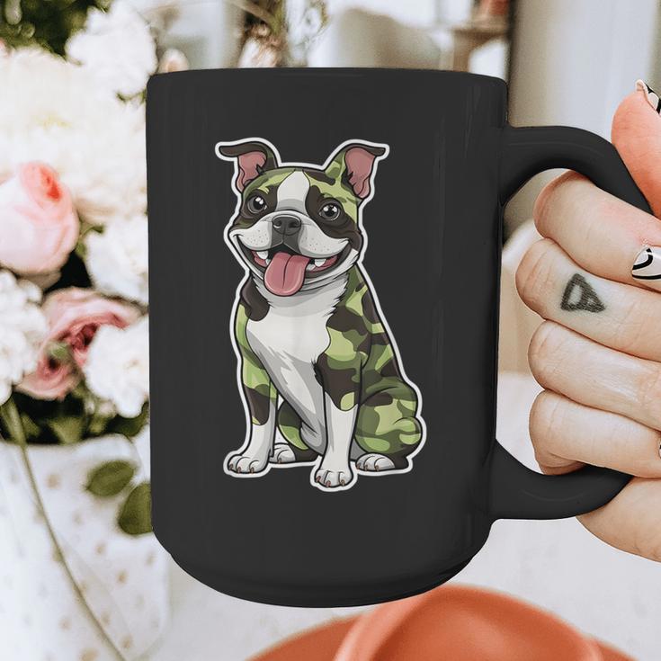 Camo Boston Terrier Pet Owner Camouflage Dog Lover Graphic Print Coffee Mug, funny design
