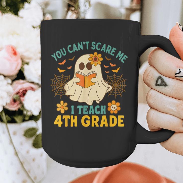 You Can't Scare Me I Teach 4th Grade Halloween Teacher Ghost Graphic Print Coffee Mug, 4th Grade Teacher Gifts, funny design