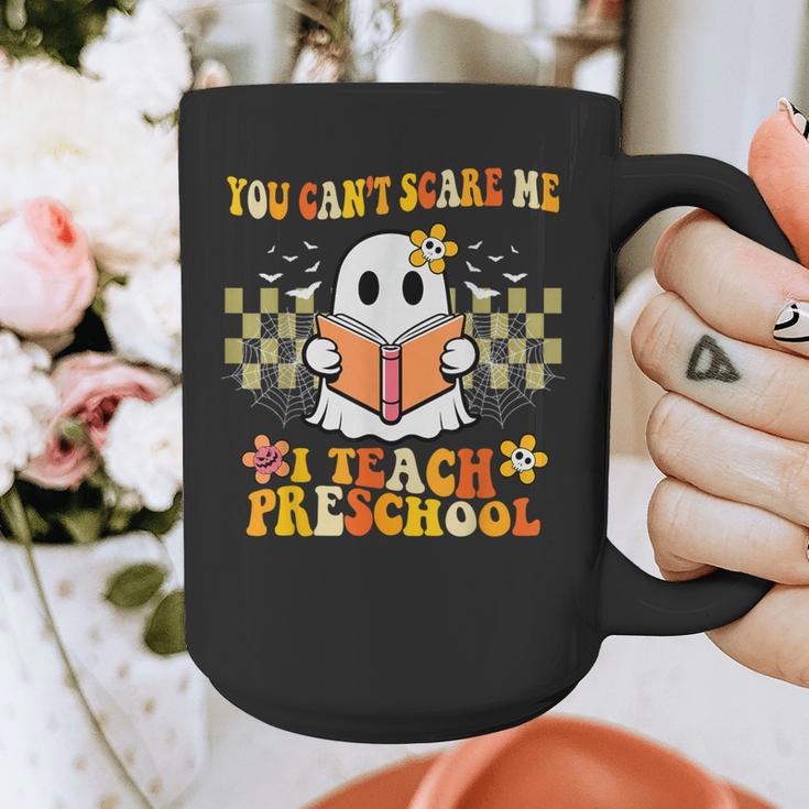 You Can't Scare Me I Teach Preschool Ghost Halloween Teacher Graphic Print Coffee Mug, funny design