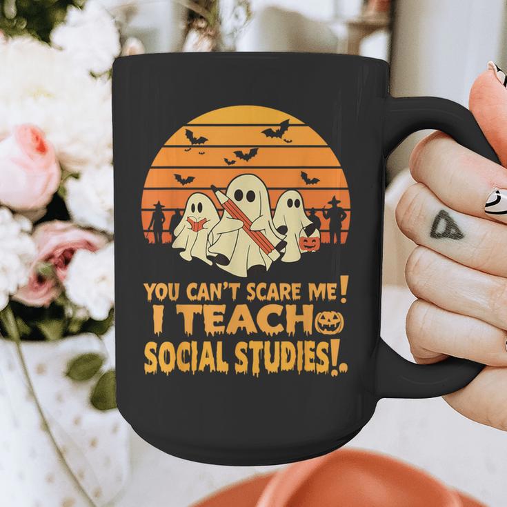 You Can't Scare Me I Teach Social Studies Teacher Halloween Graphic Print Coffee Mug, funny design