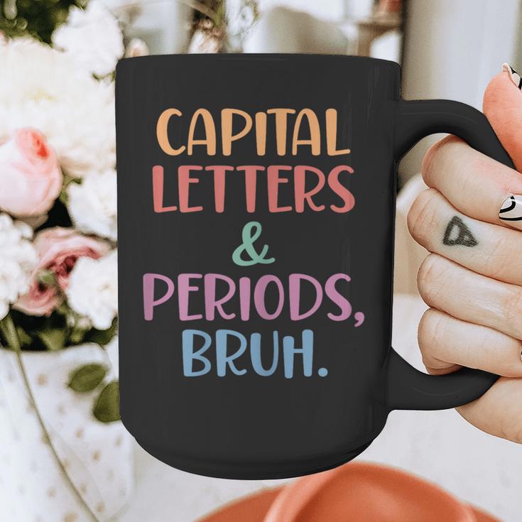 Capital Letters And Periods Bruh Bruh Teacher Women Graphic Print Coffee Mug, funny design