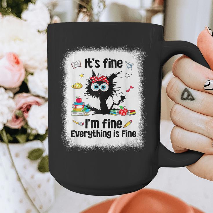 Cat It's Fine I'm Fine Everything Is Fine Teacher Life Graphic Print Coffee Mug, funny design Cat It's Fine I'm Fine Everything Is Fine Teacher Life Graphic Print Coffee Mug, funny design