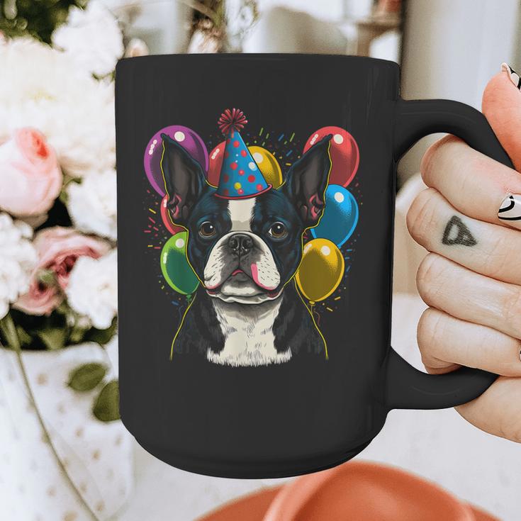 Celebration Event Birthday Party Boston Terrier Graphic Print Coffee Mug, funny design