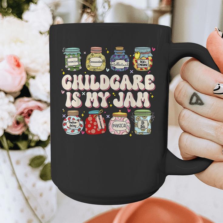 Childcare Is My Jam Child Care Teacher School Psychologist Graphic Print Coffee Mug, funny design