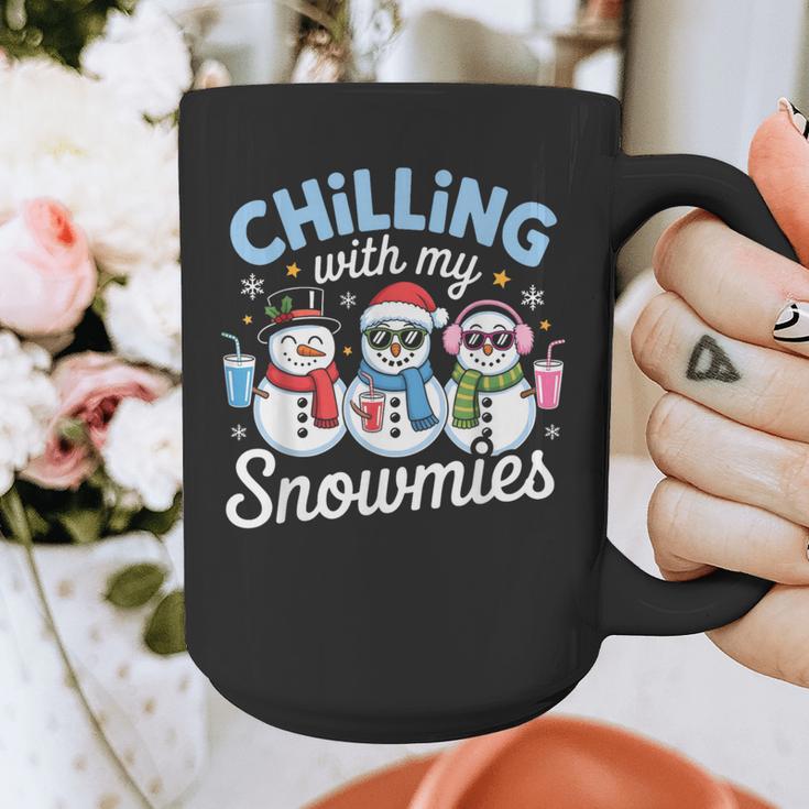 Chillin With My Snowmie Women Christmas Snowman Teacher Snow Graphic Print Coffee Mug, funny design