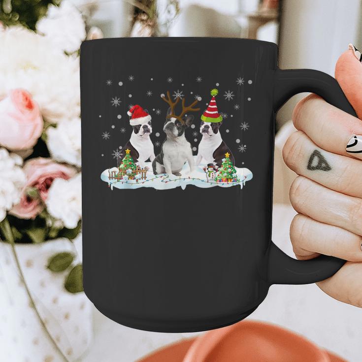 Christmas Boston Terrier Santa Dog Lover Graphic Print Coffee Mug, Boston Terrier Christmas Gifts, funny design