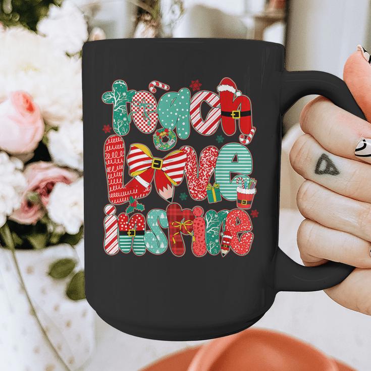 Christmas Coquette Bow Teacher Teach Love Inspire Graphic Print Coffee Mug, funny design