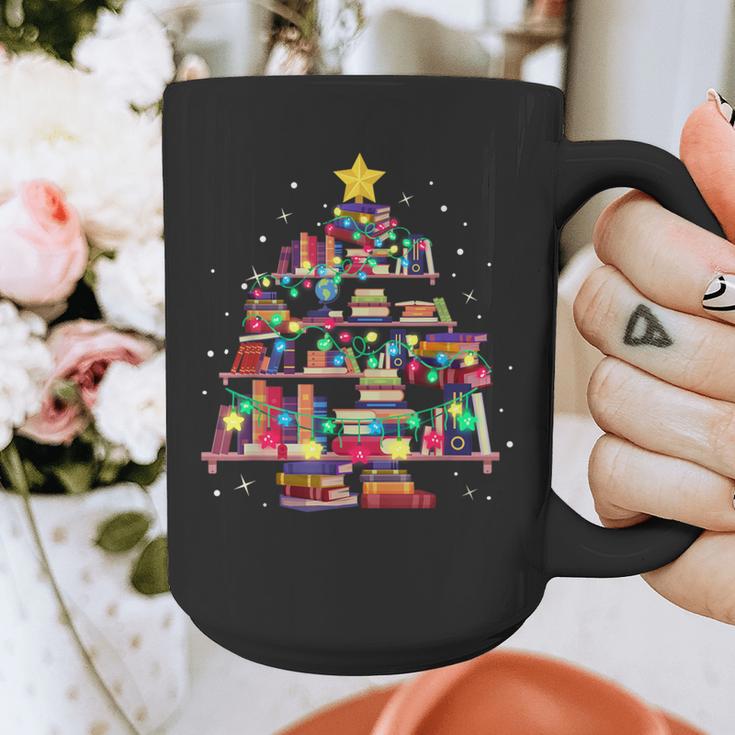 Christmas Library Tree Love Reading Books Nerd Teacher Graphic Print Coffee Mug, funny design